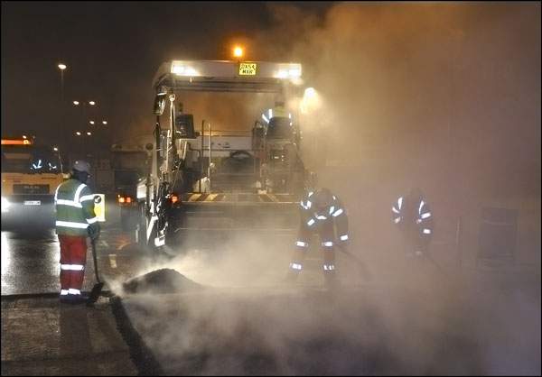 Projected07005.jpg - Night-time resurfacing Norwich Road by Matthew Clarke