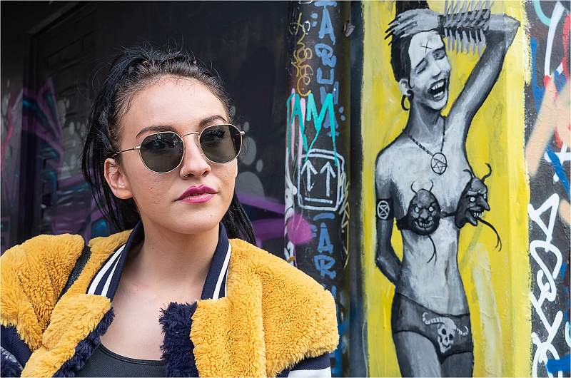 Woolford Plaque (Colour Portrait) - Julia and Graffiti - Roger Hance.jpg - Colour Open 