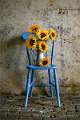 Sunflowers Blue Chair